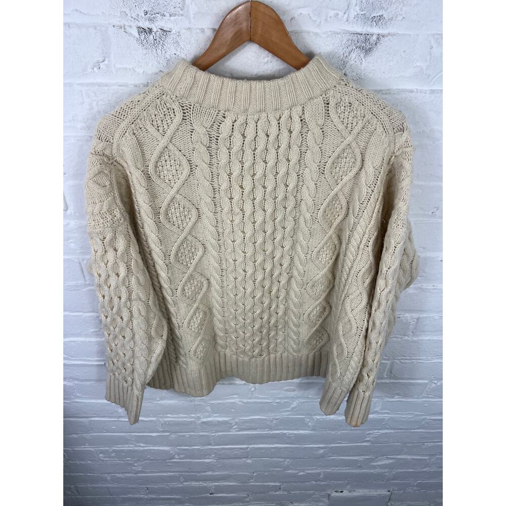 J. Crew Women's Crew-Neck Cable-knit Sweater Long Sleeve in Beige Size Small - Picture 4 of 5